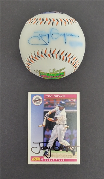 Tony Gwynn Autographed Baseball & Autographed Card Beckett