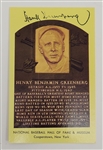 Hank Greenberg Autographed Hall of Fame Plaque Postcard w/ Beckett LOA