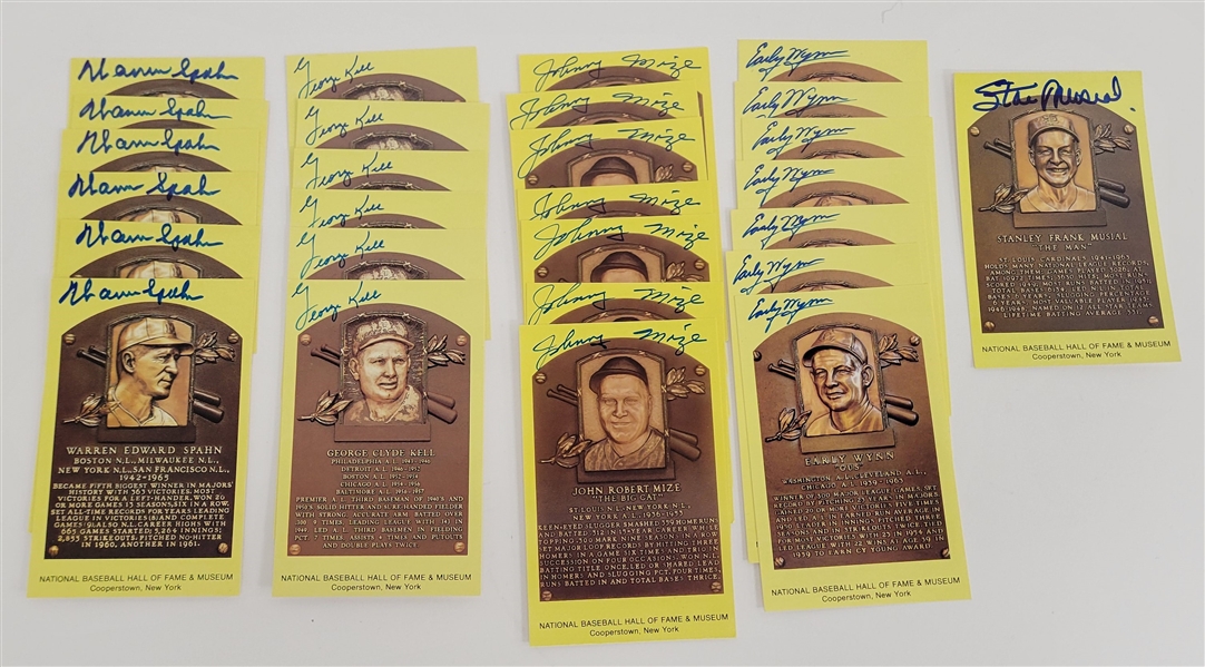 Lot of 27 Autographed Hall of Fame Plaque Postcards Beckett