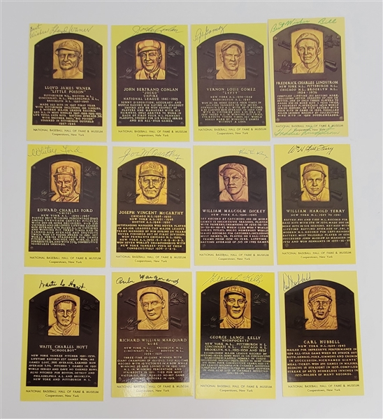 Lot of 12 Autographed Hall of Fame Plaque Postcards Beckett