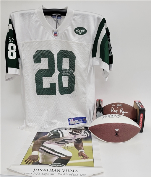 New York Jets Autographed Lot w/ Curtis Martin, Rex Ryan, Mark Sanchez, & Jonathan Vilma Beckett