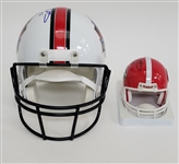 Fran Tarkenton Autographed & HOF Inscribed Full Size Hall of Fame Replica Helmet & Georgia Mini Helmet Beckett