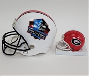 Fran Tarkenton Autographed & HOF Inscribed Full Size Hall of Fame Replica Helmet & Georgia Mini Helmet Beckett