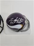 Fran Tarkenton Autographed & HOF Inscribed Full Size Hall of Fame Replica Helmet & Vikings Mini Helmet Beckett