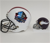 Fran Tarkenton Autographed & HOF Inscribed Full Size Hall of Fame Replica Helmet & Vikings Mini Helmet Beckett