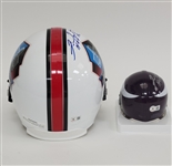 Fran Tarkenton Autographed & HOF Inscribed Full Size Hall of Fame Replica Helmet & Vikings Mini Helmet Beckett