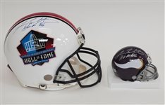 Fran Tarkenton Autographed & HOF Inscribed Full Size Hall of Fame Authentic Helmet & Vikings Mini Helmet Beckett