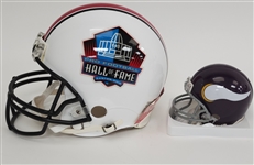 Fran Tarkenton Autographed & HOF Inscribed Full Size Hall of Fame Authentic Helmet & Vikings Mini Helmet Beckett
