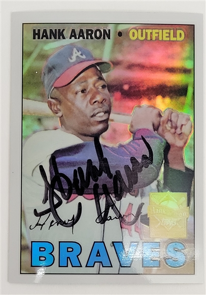Hank Aaron Autographed Topps Chrome Refractor #250 Card JSA