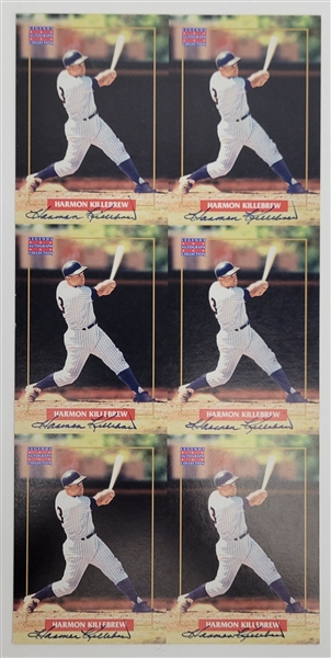Harmon Killebrew Autographed 6-Card Uncut Sheet JSA