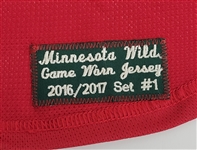 Jordan Schroeder 2016-17 Minnesota Wild Set #1 Game Used Jersey w/ Wild LOA