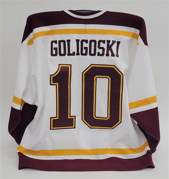 Alex Goligoski Minnesota Gophers White Game Issued Hockey Jersey