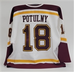 Grant Potulny Minnesota Gophers White Game Issued Hockey Jersey