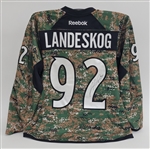 Gabriel Landeskog Colorado Avalanche Military Camo Autographed Game Issued Jersey