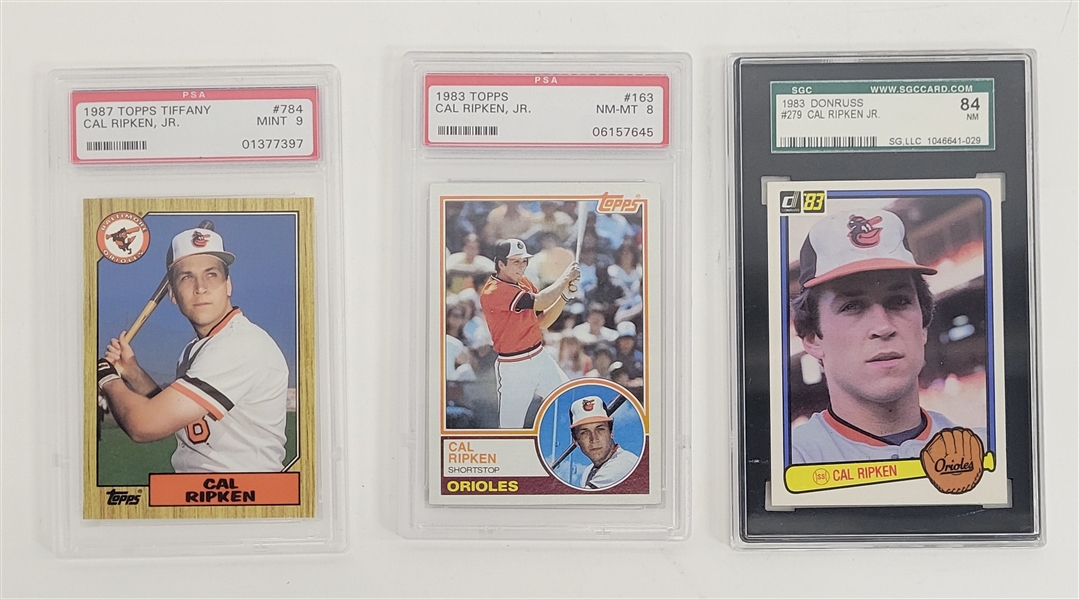 Lot of 3 Cal Ripken Jr. Topps & Donruss Graded Cards PSA & SGC