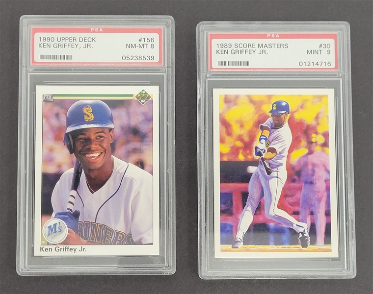 Lot of 2 Ken Griffey Jr. Upper Deck & Score PSA Graded Cards 8 & 9