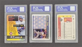 Lot of 3 Sammy Sosa Upper Deck, Topps, & Score PSA 9 Graded Cards 