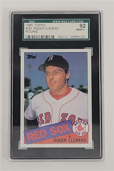 Roger Clemens 1985 Topps Rookie Card SGC 92 NM/MT