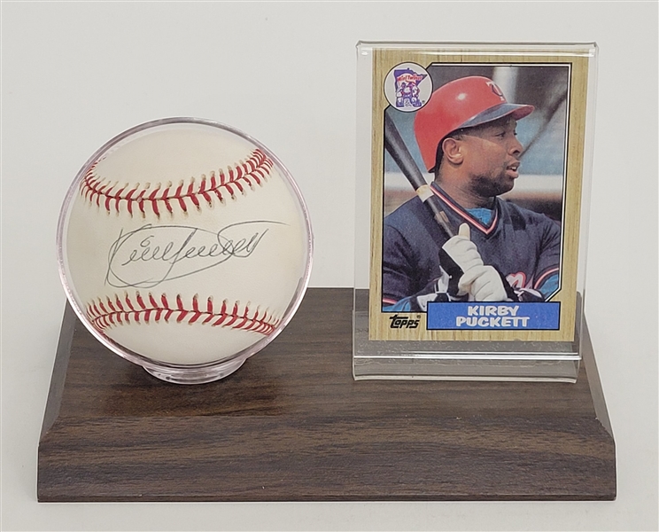 Kirby Puckett Autographed OAL Baseball & Card