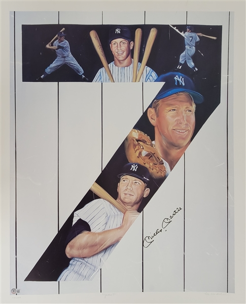 Mickey Mantle Autographed 28x36 Lithograph LE #179/250 w/ Beckett LOA