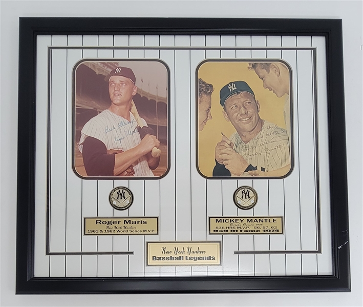 Roger Maris & Mickey Mantle Autographed & Inscribed Framed Photo Display w/ Beckett LOAs