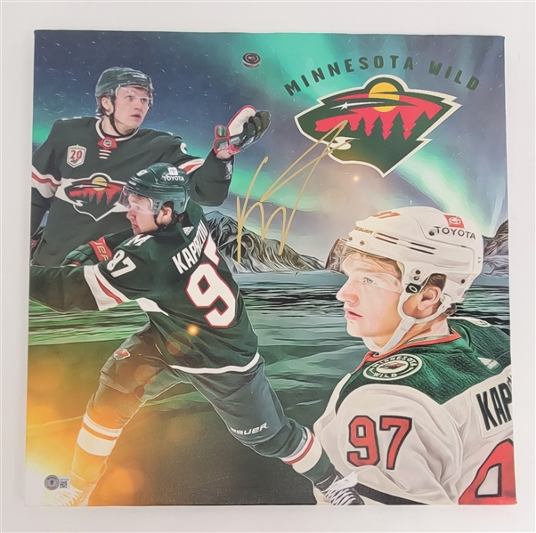 Kirill Kaprizov Autographed 20x20 Stretched Minnesota Wild Canvas Beckett