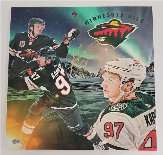 Kirill Kaprizov Autographed 20x20 Stretched Minnesota Wild Canvas Beckett