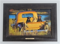 Dogs, Ducks, & Chevy Trucks Framed Canvas Photo Autographed by Artist