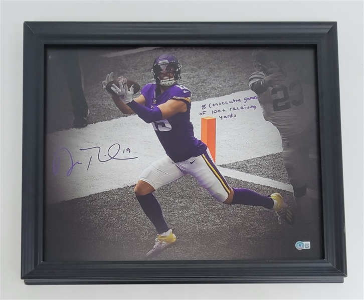 Adam Thielen Autographed & Inscribed Framed 16x20 Metal Print Beckett