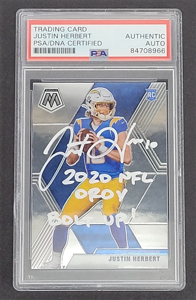 Justin Herbert Autographed & Inscribed Panini Rookie Card PSA/DNA