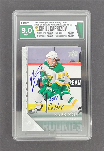 Kirill Kaprizov Autographed & Inscribed 2020-21 Upper Deck Young Guns Rookie Card HGA 9.0