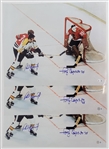 Lot of 3 Phil & Tony Esposito Autographed Bruins vs Blackhawks 16x20 Photos Beckett