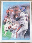 John Elway Autographed Denver Broncos Original Jiang Oil Painting 30x40 1/1 Beckett