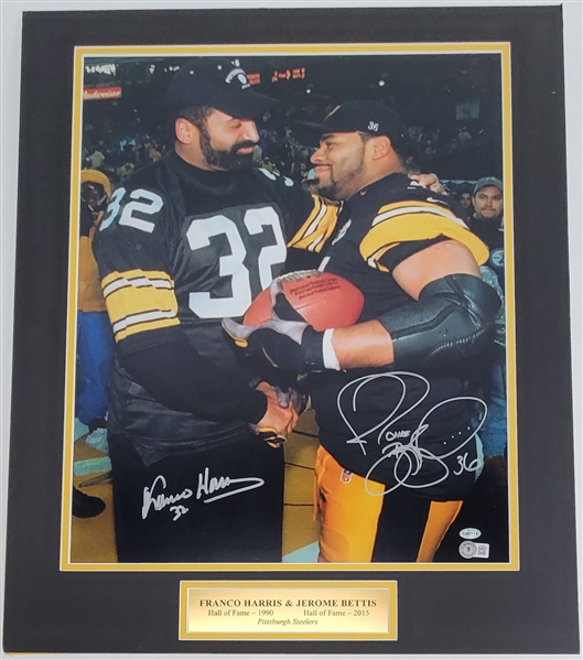Franco Harris & Jerome Bettis Autographed & Matted Pittsburgh Steelers 16x20 Photo Beckett