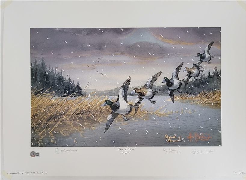 Bud Grant Autographed "Time To Leave" Lithograph LE #858/2500 Beckett