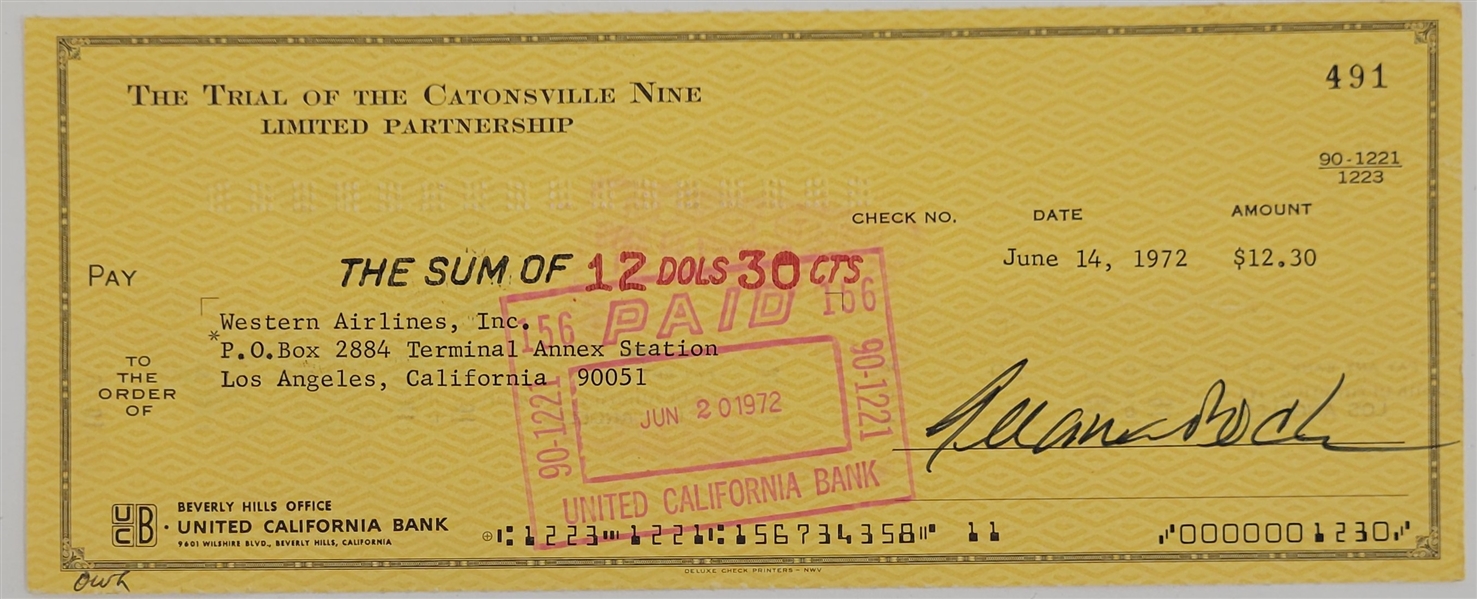 Gregory Peck Signed Check w/ Beckett LOA