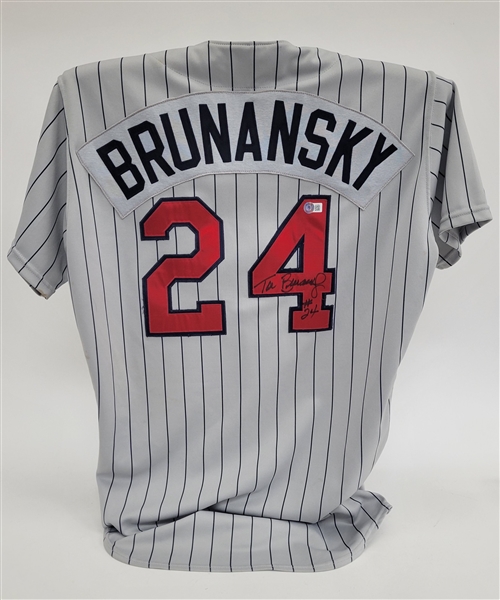 Tom Brunansky 1988 Minnesota Twins Game Used & Twice Signed Jersey Beckett *1987 WS Team Member*