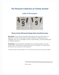 Tommy Kramer 1986 Minnesota Vikings Game Used Road Jersey w/ Dave Miedema & Letter of Provenance From Kramer