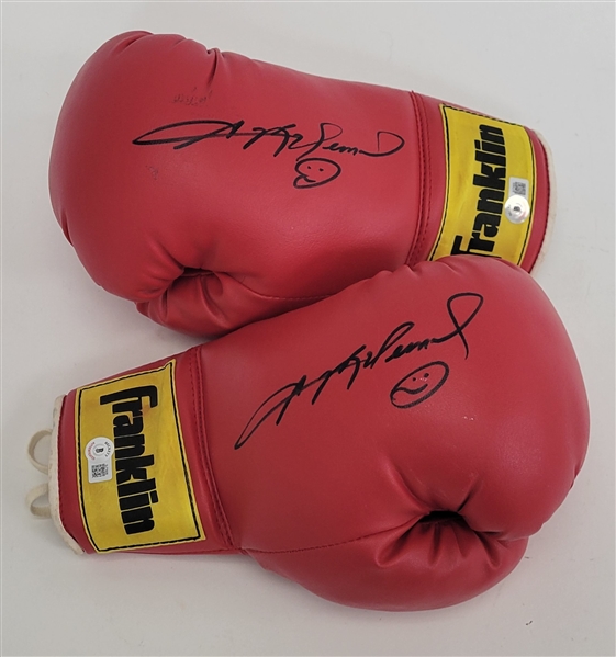 Lot of 2 Sugar Ray Leonard Autographed Franklin Boxing Gloves Beckett