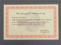 Harmon Killebrew Autographed 1985 Topps Circle K Card Contract