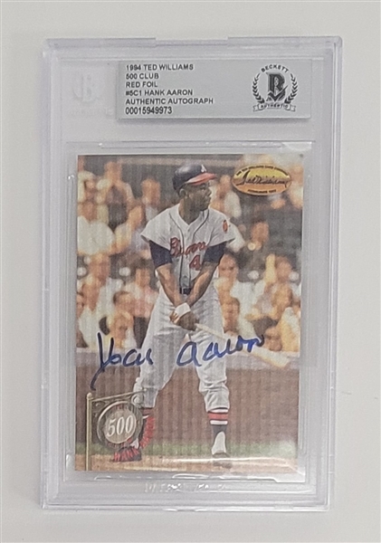 Hank Aaron Autographed 1994 Ted Williams 500 Club LE #284/755 Baseball Card Slabbed Beckett