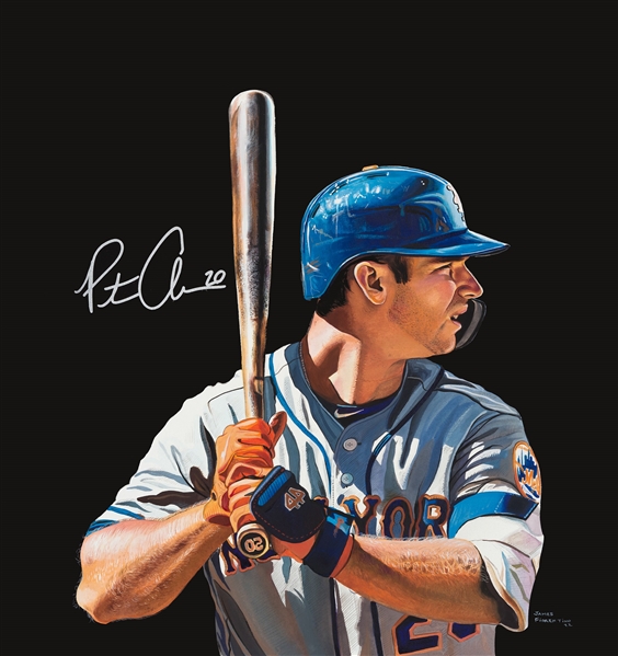 Pete Alonso Autographed Original 15x17 James Fiorentino Watercolor Painting Framed 22.5 x 24.5 w/ Fiorentino LOA