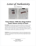 Tony Gwynn 1998 San Diego Padres Game Issued Jersey & Pants w/ Dave Miedema LOA