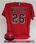 Max Kepler Game Used Lot w/ Jersey, Hat, & Locker Name Plate Beckett & MLB