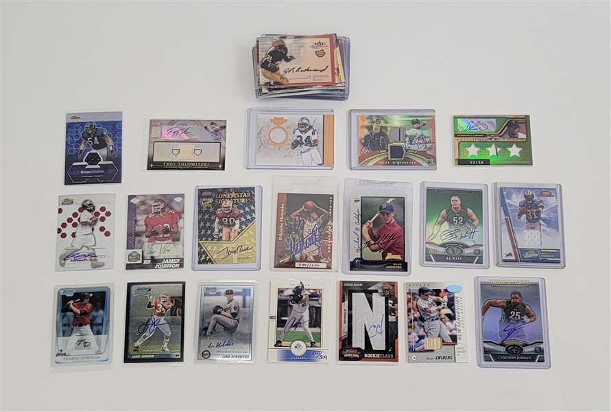 Collection of Autographed & Game Used Patch Cards - Baseball, Basketball, Football