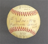 Bert Blyleven 1st National League Win April 26, 1978 Pittsburgh Pirates 11 Inning Complete Game 1-0 Shutout Game Used Final Out Stat Baseball w/Blyleven Signed Letter of Provenance