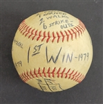 Bert Blyleven 1st Win 1979 Pittsburgh Pirates World Series Championship Year May 21, 1979 vs Expos Game Used Stat Baseball w/Blyleven Signed Letter of Provenance