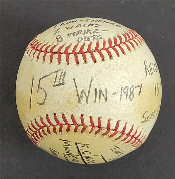 Bert Blyleven 15th Win 1987 Minnesota Twins World Series Championship Year Complete Game Used Final Out Stat Baseball Passed Marichal All Time Wins (244) w/Blyleven Signed Letter of Provenance