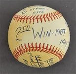 Bert Blyleven 2nd Win 1987 Minnesota Twins World Series Championship Year Game Used Stat Baseball vs Yankees Passed Bob Gibson (3,118) SOs w/Blyleven Signed Letter of Provenance