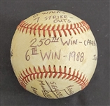 Bert Blyleven 250th Career Win June 19, 1988 6th Win of Year Twins vs Mariners Game Used Stat Baseball w/Blyleven Signed Letter of Provenance